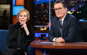 Carol Burnett (left) and Stephen Colbert on 'The Late Show with Stephen Colbert' on March 26, 2024.